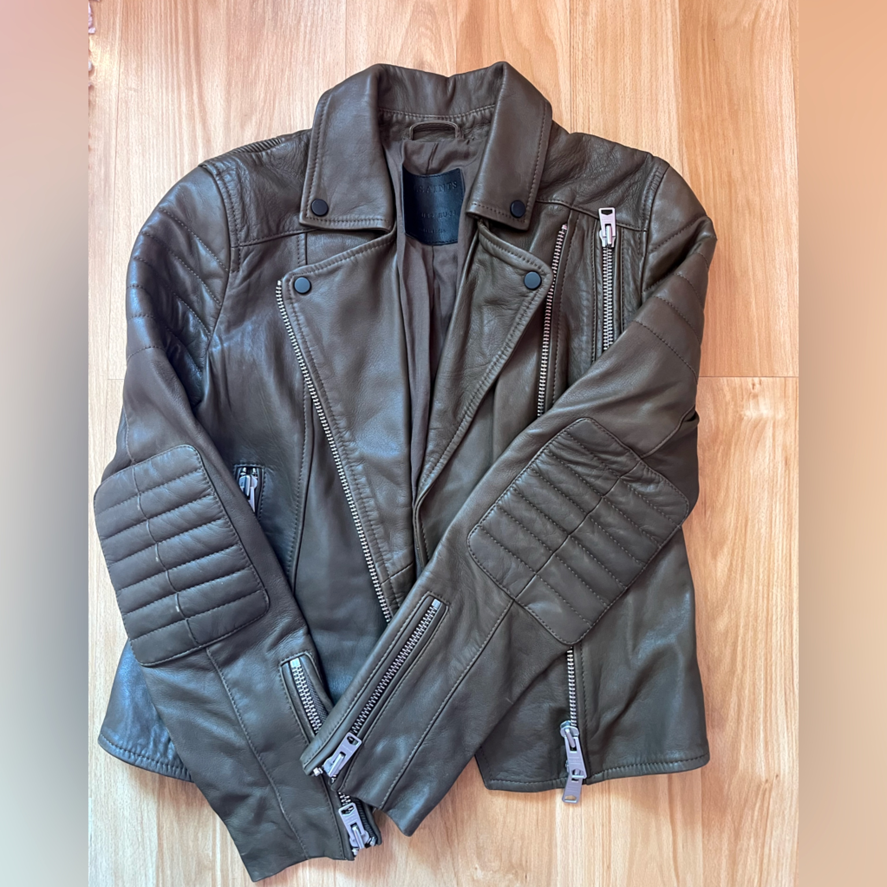 All Saints Leather Jacket Women’s Us 2 - Green
